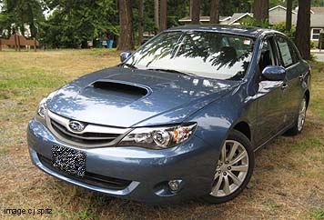 2010 Impreza 2.5GT turbo- front view, newport blue