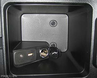 console with USB, auxiliary jack, power socket