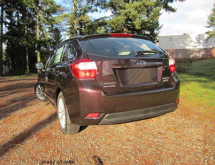 Impreza 5 door Deep Cherry Pearl Impreza rear view