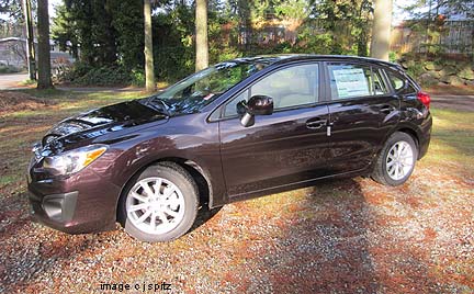 5door                Impreza side view, color Deep Cherry Pearl