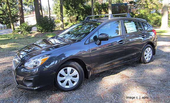 2012 subaru impreza with optional fixed position roof rack carrier base kit