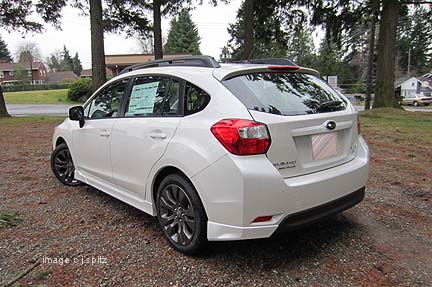 rear view,
                  satin white pearl subaru impreza