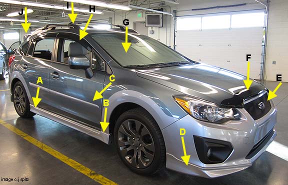 exterior options on 2012 impreza sport 5 door wagon