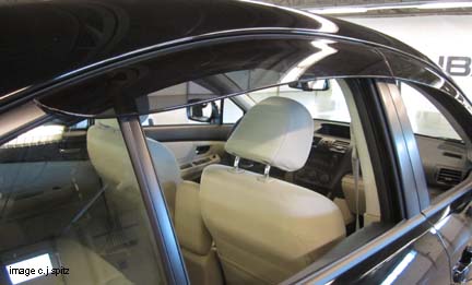 Impreza with optional window rain drop moldings- 2014, 2013, 2012 models. 4 door sedan shown