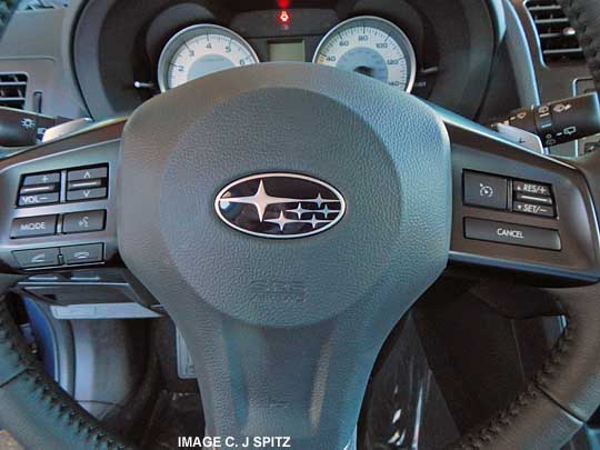 closeup of 2013 subaru impreza steering wheel