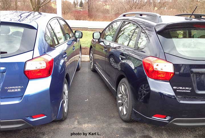 Subaru Impreza Quartz Blue and Deep Sea Blue  colors side by side