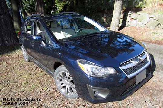 front view Impreza Sport 5 door, Deep Sea Blue Pearl color