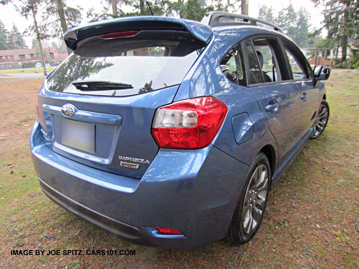 rear view quartz blue subaru impreza, 2014 Sport shown