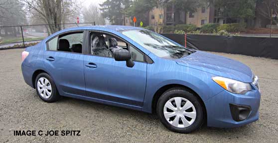 side view, quartz blue 2014 impreza sedan