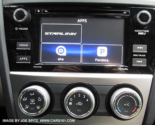 2015 Impreza 2.0i Premium model 6.2" audio showing sources, gloass black finish trim