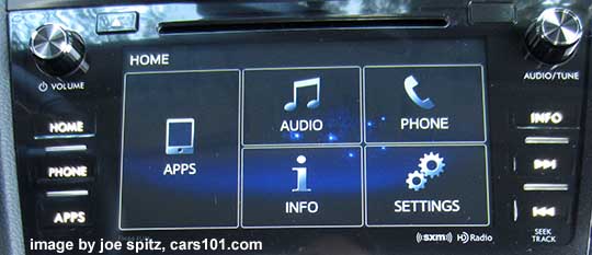 Impreza 7" audio system touchscreen, shown on the home screen