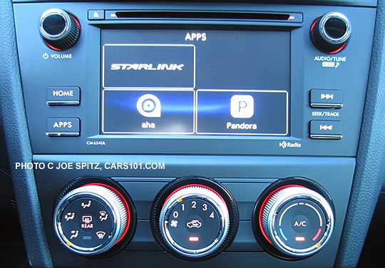 2015 Impreza 2.0i base model 6.2" audio showing starlink, aha, pandora apps, , matte finish trim