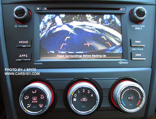 2015 Impreza 2.0i base model 6.2" audio showing the standard rear view back-up camera