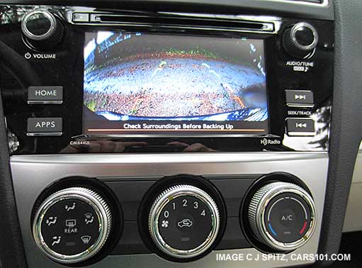 2015 Impreza rear view back-up camera is standard on all models. Premium with 6.2" screen shown