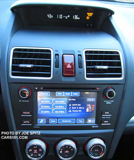 2015 Impreza 2.0i base model audio system, heater controls