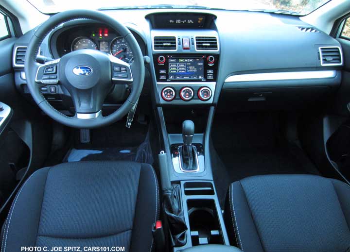 2015 Subaru Impreza 2.0i Sport black cloth interior with black shift surround