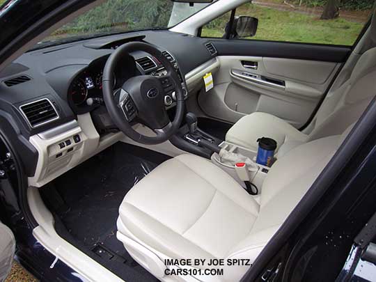 2015 Impreza Sport ivory cloth interior with black shift surround