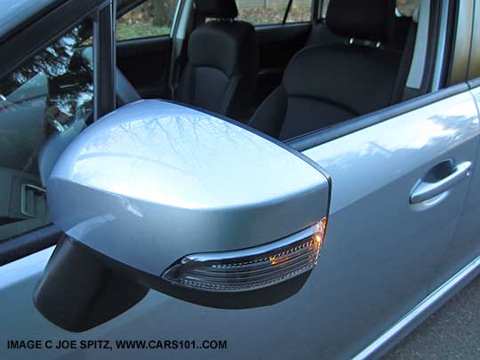 2015 Impreza Sport outside mirrors have integrated turn signals, ice silver color shown