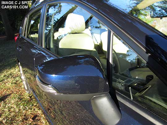 2015 Impreza Sport outside mirrors with turn signals, deep sea blue color shown