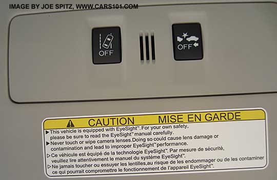 2015 Impreza with eyesight, warning label- don't touch the camera lens!