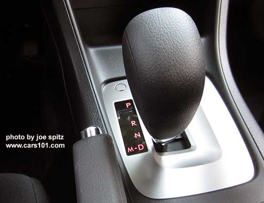 2015 Impreza Premium CVT silver shift surround with Manual and drive mode- shown in manual mode