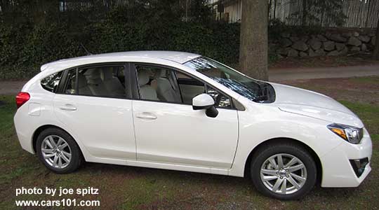 2015 Impreza 5 door hatchback. Crystal white Premium model shown