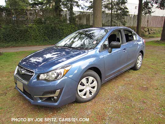 2015 Impreza 2.0i base model 4 door sedan. Quartz blue color shown