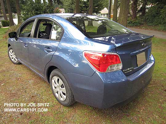 rear view 2015 Subaru Impreza 4 door sedan, blue color shown