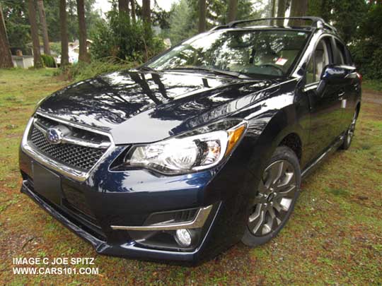 front of the 2015 Subaru Impreza Sport deep sea blue color