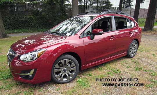 2015 Subaru Impreza Sport 5 door wagon, venetian red color.  All Sports have roof rack rails, gray alloys, turn signal mirrors...