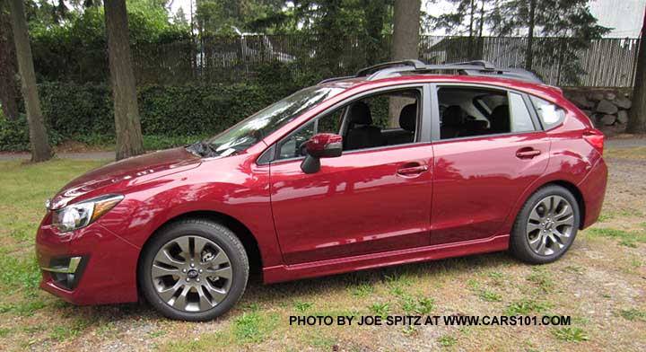 2015 Subaru Impreza Sport 5 door. Venetian Red.  With roof rail, gray 17" alloy wheels