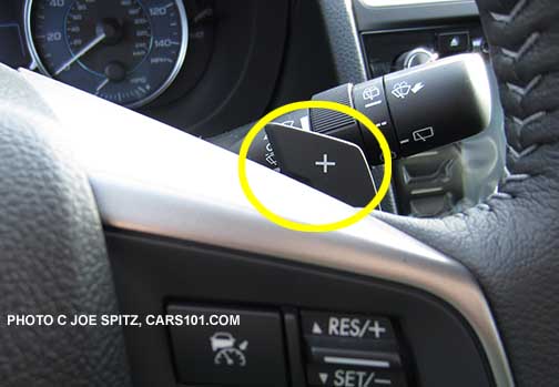 2015 Impreza steering wheel with paddle shifters- right, up a gear side, shown