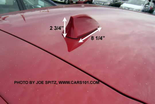 measurement of the 2017 Impreza Premium, Sport and Limited model roof mounted fin antenna. 5 door hatchback shown