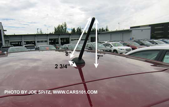 measurements of the 2017 Subaru Impreza 2.0i 5 door base model roof mounted mast antenna