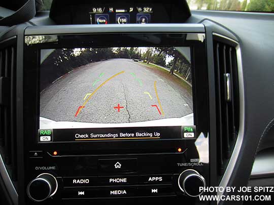 2017 Subaru Impreza 8" audio rear view back up camera with active steering path lines. 8" audio shown with CD player.
