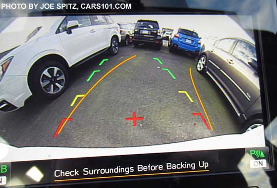 2017 Subaru Impreza rear view back up camera has active steering path lines. Sport and Limited 8" audio shown