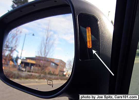 2017 Subaru Impreza blind spot detection symbol in the outside mirror housing