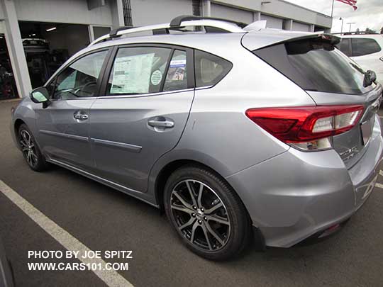 2017 Subaru Impreza 5 door with optional body colored, body side moldings. ice silver shown.