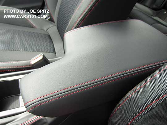 2017 Impreza Sport padded center armrest, with red stitching