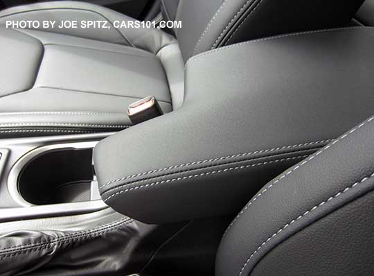 2017 Impreza Limited padded center armrest, with silver stitching