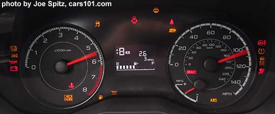 2017 Impreza 2.0i and Premium dash gauges shown on start-up with warning lights and needle sweep