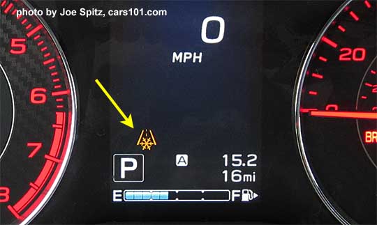 2017 Subaru Impreza freeze alert warning symbol appears at 37*. Sport model shown
