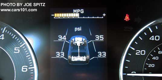 2017 Subaru Impreza Sport and Limited dash instrument panel individual wheel tire pressure monitor center display