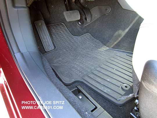 2017 Subaru Impreza optional rubber floor mat. Driver's show. Shown as a set of all four