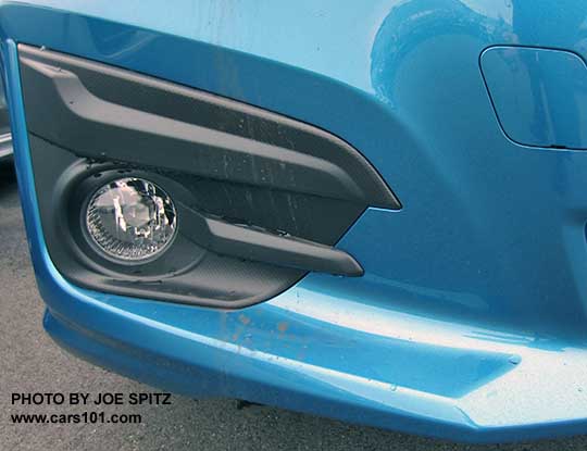 2017 Subaru Impreza Premium optional or incl with eyesight pkg fog lights have black trim. Island blue car shown