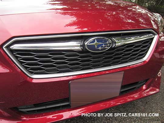2017 Subaru Impreza front grill, venetian red car