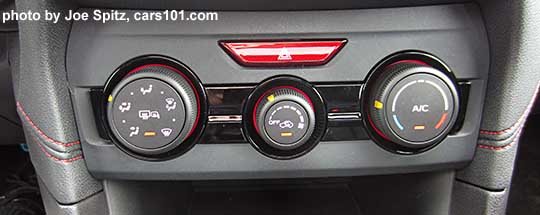 2017 Subaru Impreza Sport heat/ac control knobs with 9 air flow positions,  7 speed fan.. Red stitched sides.
