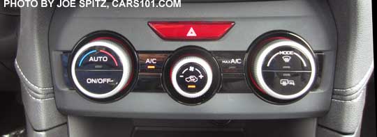 2017 Subaru Impreza Limited heater control knobs. Silver stitched sides.