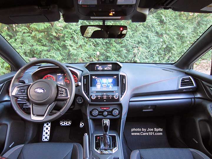 2017 Subaru Impreza Sport leather wrapped steering wheel, gloss black shift surround, 8" audio screen