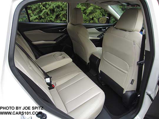 2017 Subaru Impreza Limited 5 door leather rear seats with center armrest and cupholders. Ivory leather shown